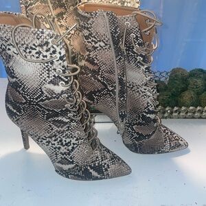Snakeskin bootie
